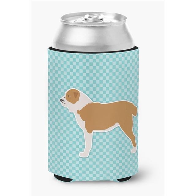 Central Asian Shepherd Dog Checkerboard Blue Can or Bottle Hugger