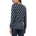 thumbnail image 3 of INSPIRE CHIC Women's Polka Dots Crew Neck Drop Shoulder Long Sleeves Knit Sweatshirt L Grey Blue, 3 of 6