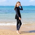 thumbnail image 6 of Toddler Girl Swimsuit Girl's Long Sleeve Two Piece Rash Guard Athletic Swim Dress with Skirt Girls' Swimwear Black 12-13 Years, 6 of 7