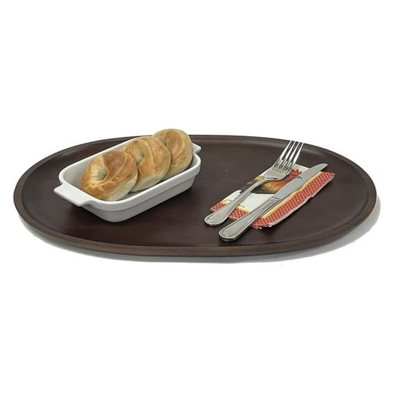 Woodard & Extra Large Oval Serving Tray – Walnut-Stained Wood Platter for Kitchen, Dining, Parties & Home Décor