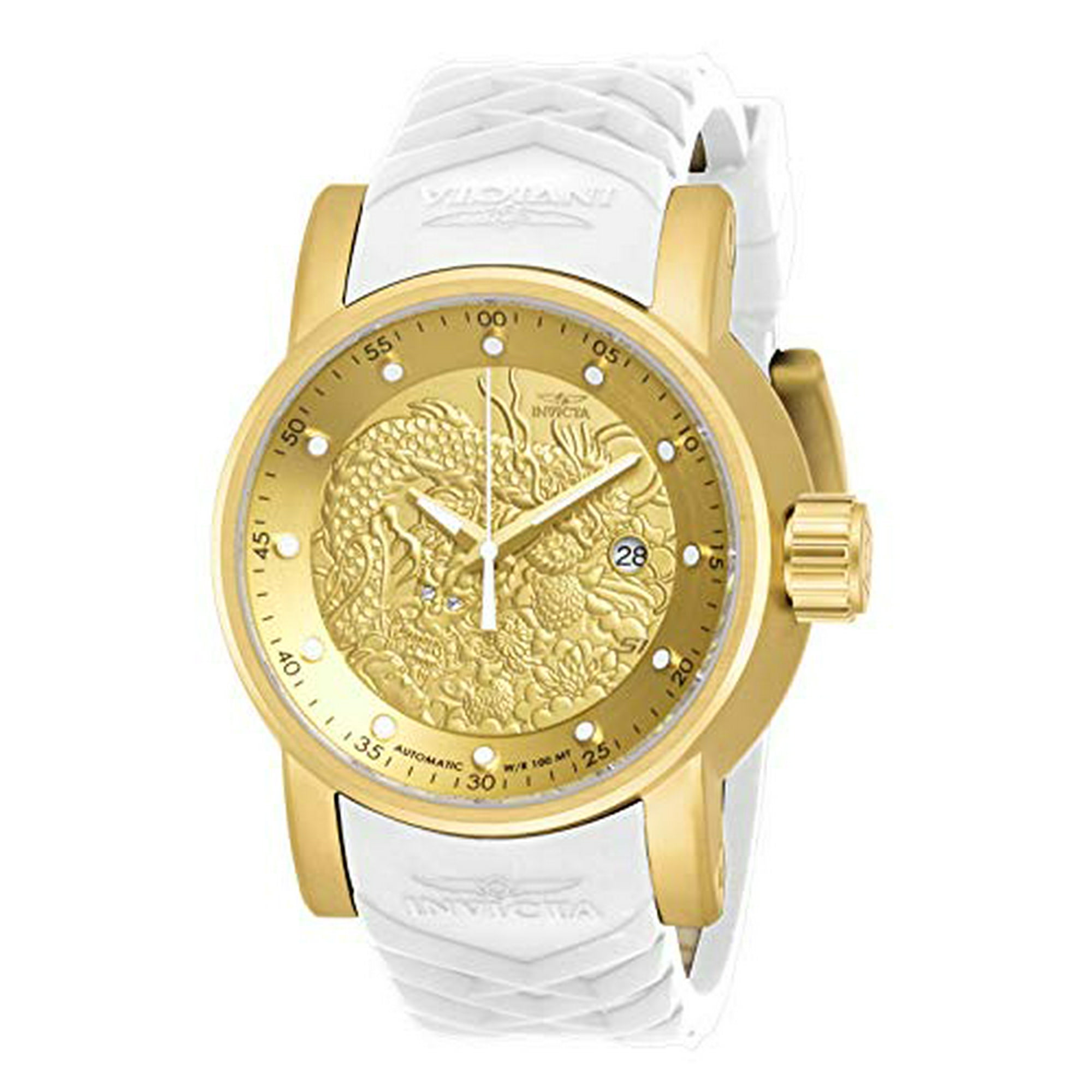 Invicta 19546 Mens S1 Rally Automatic 3 Hand Gold Dial Watch with Beige White Tone Walmart