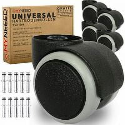 Ruedas para Pisos Duros de 11 mm para Todas Las Marcas de Sillas de Oficina - Ruedas sin Clavijas de Servicio Pesado para Pisos Laminados, de Parquet y de Baldosas - Antirrayas y Silenciosas