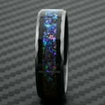 thumbnail image 5 of Tungsten Carbide Rings for Men Wedding Bands for Him 8mm Black Opal Stripe Celestial Galaxy Multi-Faceted Edge, 5 of 5