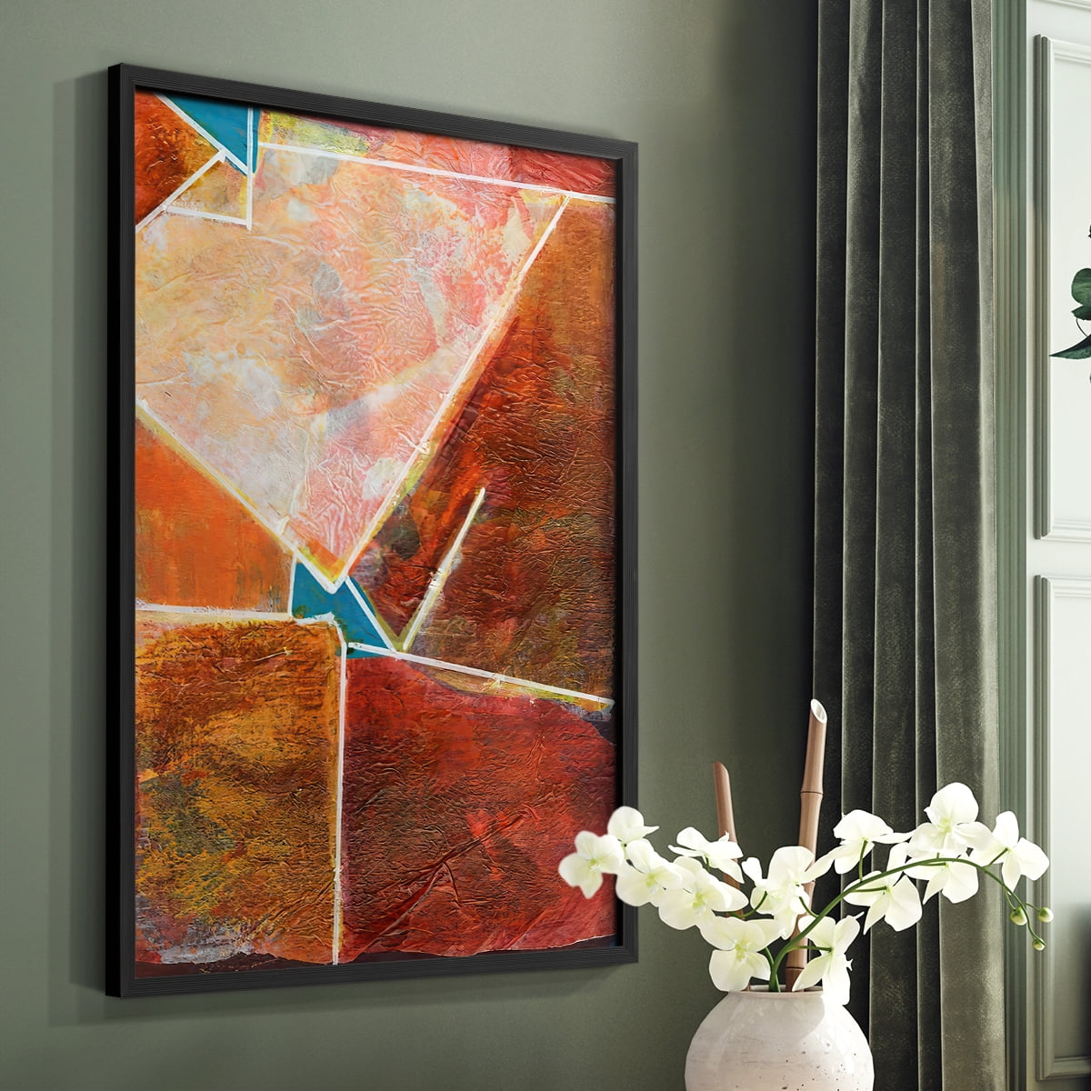 Primary Connection VIII Framed Print in Black Solid Wood Framed Print No Nail Hanging