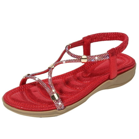 

Sandals Women New Foreign Trade Large Open Toe Sandals Comfortable Wedge Heel Elastic Bland Sandals