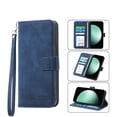 thumbnail image 1 of Wallet Case for Google Pixel 10A Flip Phone Case with Card Slots, Cash Pocket, Kickstand, Magnetic Closure & Wrist Strap, TPU Soft Shell Cover Blue, 1 of 6