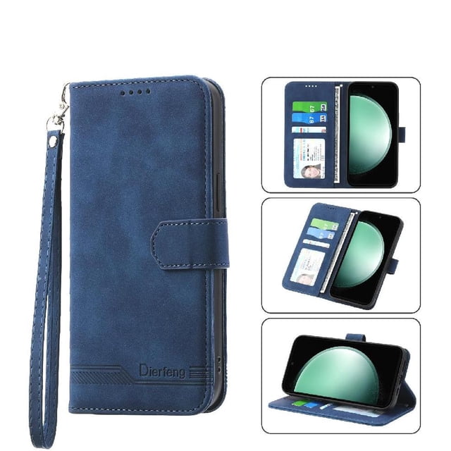Wallet Case for Google Pixel 10A Flip Phone Case with Card Slots, Cash Pocket, Kickstand, Magnetic Closure & Wrist Strap, TPU Soft Shell Cover Blue