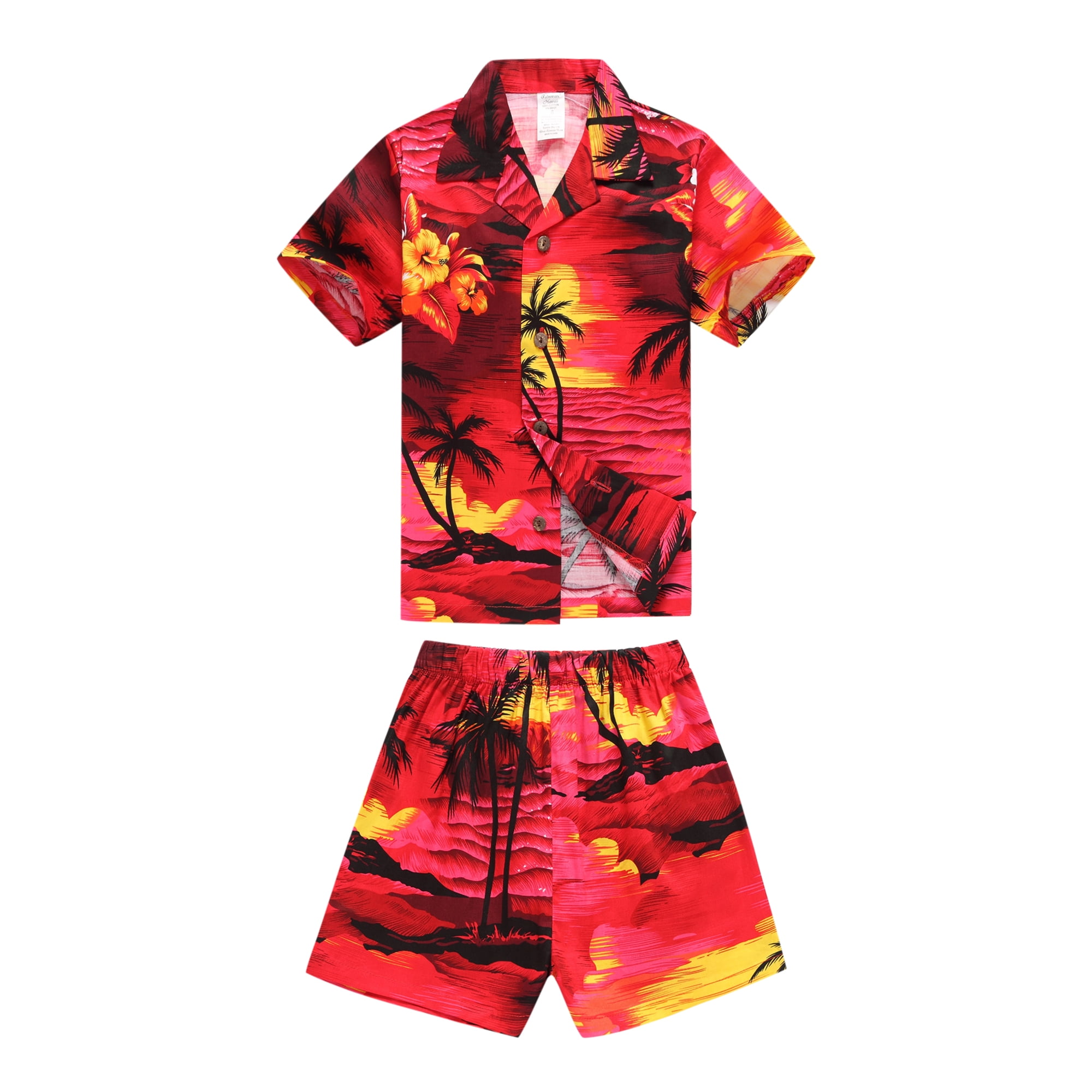Boy Hawaiian Shirt Aloha Shirt Luau Shirt in Sunset Red Size 8 ...