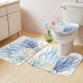 thumbnail image 4 of Ocean Coral Bathroom Rugs Set Watercolor Blue Green Orange Corals Sea Non Slip Absorbent Soft Bath Mats 3 Piece Set with Bathroom Rug, U-Shaped Floor Mat, Toilet Seat Cover Large Size, 4 of 9