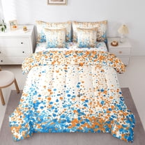 Feelyou Wtseroclor Polkadots Twin Bedding Sets 7-Piece, Blue Orange Cycle Abstract Bedding Comforter Set, Teens Kids Boys Girls Reversible Sheet Sets, Ultra Soft Bedroom Decor