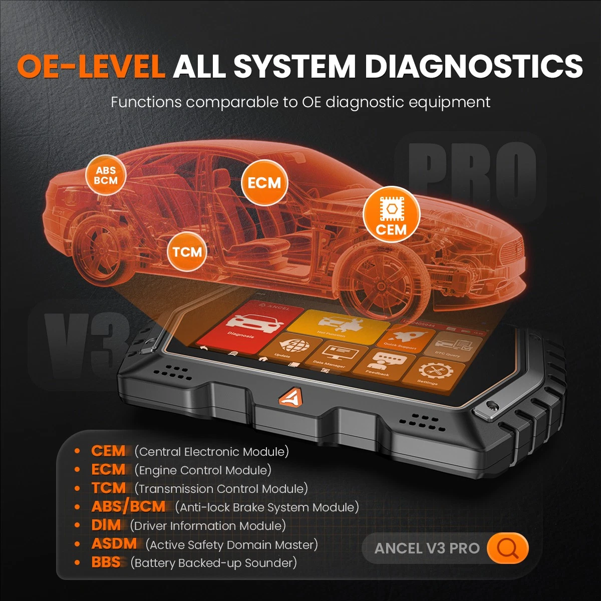[Second Hand] ANCEL V3 PRO Bidirectional OBD2 Scanner Car Diagnostic Tool Full System Scanner + BM410 Car Battery Tester