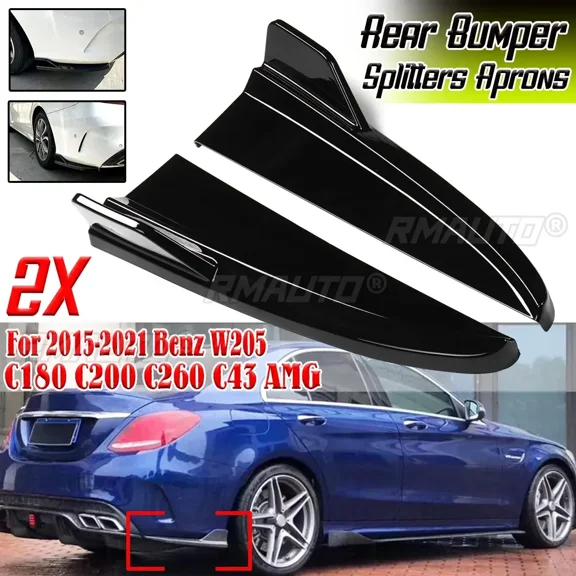 High Quality Rear Bumper Splitters For Mercedes For Benz W205 C180 C200 C260 C43 AMG 2015-2021 Rear Bumper Diffuser Body Kit
