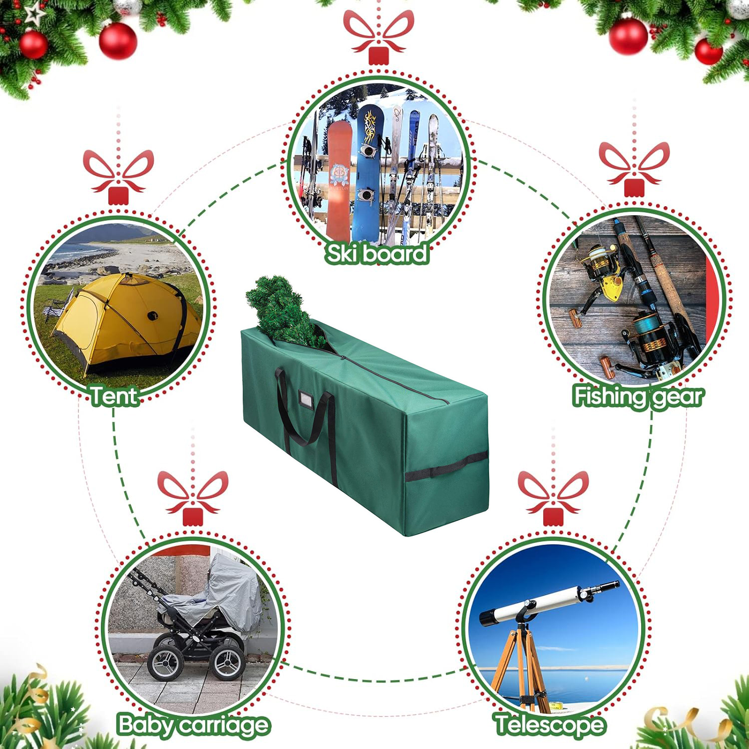 BN-LINK 7.5ft Christmas Tree Storage Bag, Green photo 4