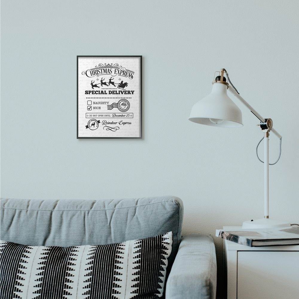 Stupell Industries Christmas Express Package Holiday Word DesignFramed Wall Art By Artist Lettered and Lined