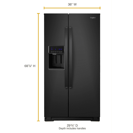 Whirlpool - 20.6 Cu. Ft. Side-by-Side Counter-Depth Refrigerator - Black