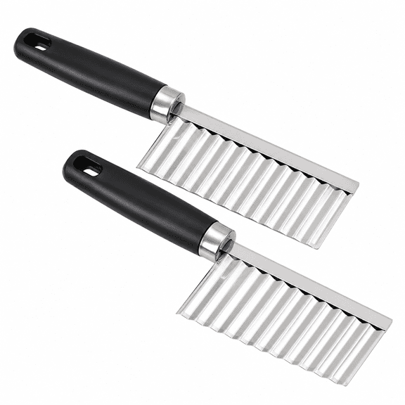 2Pcs Stainless Steel Crinkle Cutters, Potato Wavy Chopper Knife, French Fries Slicer for Fruit, Veggies and Carrots, Making Cucumbers Pickling
