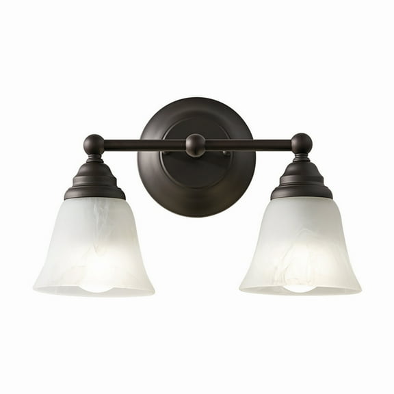 Better Homes & Gardens 14.5" Traditional 2-Head Vanity Light, Bronze Finish Glass Lens, A19 LED Bulb