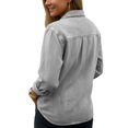 thumbnail image 5 of UDAUDU Denim Shirts Women Crop Tops Long Sleeve Button Down Blouse V Neck Casual Top 2026 Fall Fashion Jackets Gray S, 5 of 8
