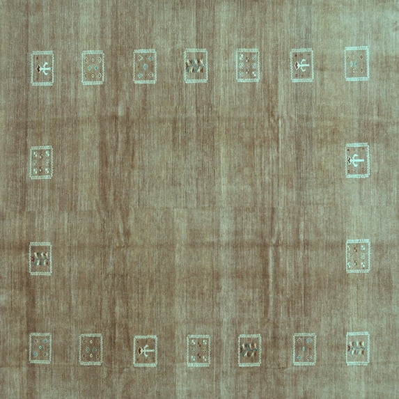 Ahgly Company Indoor Square Abstract Light Blue Contemporary Area Rugs, 7' Square