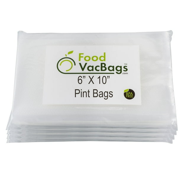 200 Foodvacbags 6 X 10 Pint Embossed Vacuum Sealer Bags For Foodsaver And All Tabletop Vacuum Sealer Machines Walmart Com Walmart Com