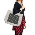 thumbnail image 2 of Black and White Shopping Bag, Abstract Checkered Pattern Design with Monochrome Floral Details Vintage, Eco-Friendly Reusable Bag for Groceries Beach and More, 15.5" X 14.5", Cream, by Ambesonne, 2 of 2