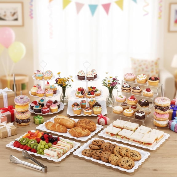 19 Pcs Cupcake Stand Holder Set with Tiered Dessert Display for Party Wedding