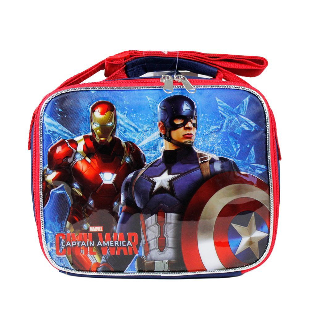 1 Marvel Civil War Captain America Vs Iron Man Lunch Bag Dark Blue & Red # 20160 