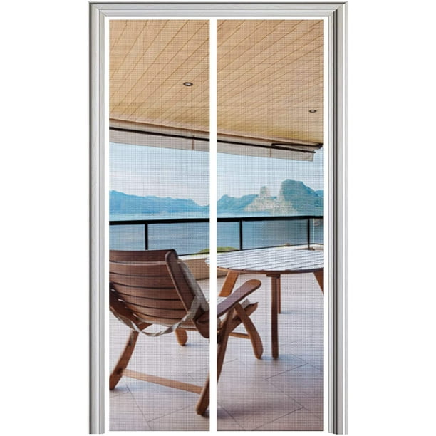 Magnetic Screen Door 36 96 Fiberglass Mesh Curtain With Full Frame Hook Loop Fits Size 36x96 Inch Max White Com Magnetic Screen Door 36 96 Fiberglass, Sliding Patio Screen Door 36 X 96