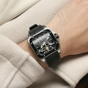 Boderry Skeleton Watches Mens Square Titanium Automatic Mechanical STORM Luxury Clock 100M Waterproof Mechanical Watch For Men