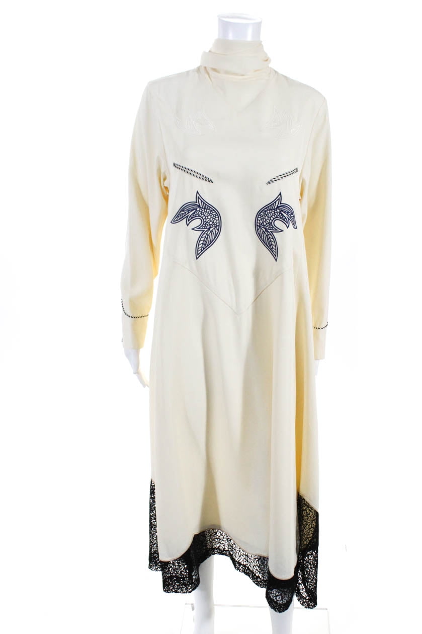 Toga Pulla Womens Long Sleeve Western Evening Dress White Black Size 38 EUR