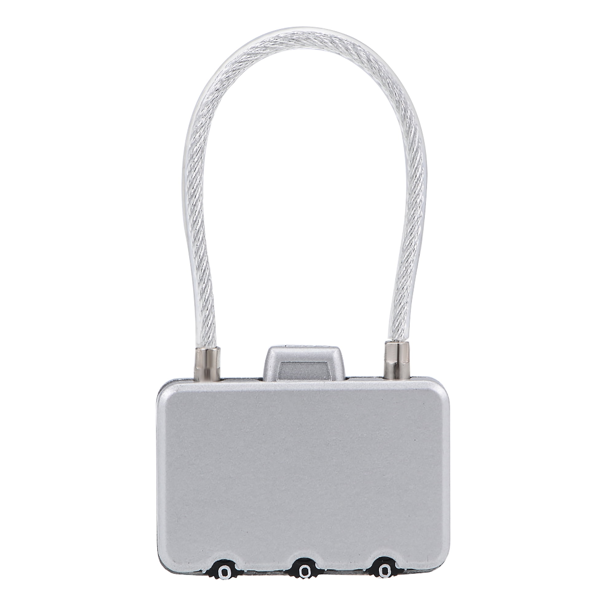 3 Digit Combination Padlock, 3mm Wire Shackle Luggage Code Lock, Silver Tone