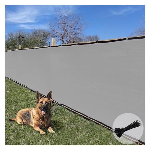 Sunrise 8' x 8' Privacy Fence Screen with Grommets, Outdoor Windscreen Fence Covering Privacy Screen UV Blockage for Backyard Garden Patio, Zip Ties Included (Gray)