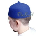 thumbnail image 3 of Blue Felt Wool Fez Hat With Tip Kufi Prayer Cap (M-22"(56cm), Male, Adult, Blue, 16.79), 3 of 4