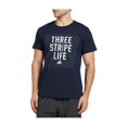 thumbnail image 1 of adidas - Camiseta gráfica para hombre con tres rayas, color azul, pequeña Adidas  Camiseta gráfica, 1 of 2