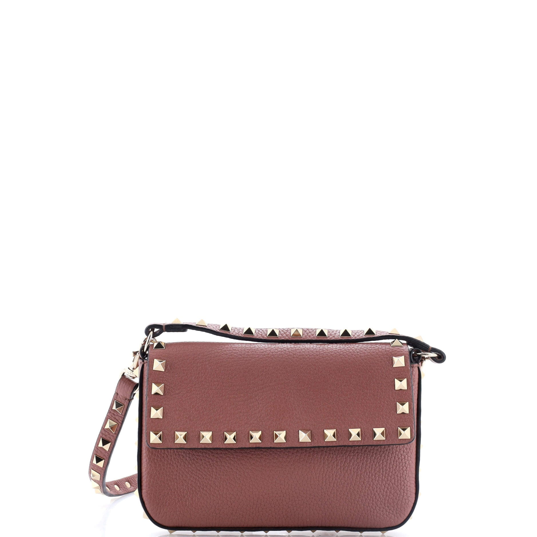 Pre-Owned Valentino Rockstud Top Handle Crossbody Pouch Leather Mini By Rebag