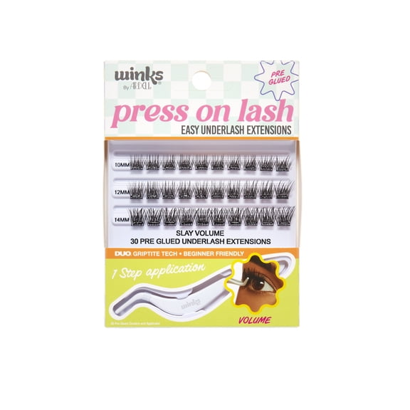 Winks by Ardell Press On Pre-Glued Underlash Extensions, Volume, 30 Count, with Applicator