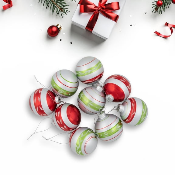 Northlight 2-Finish Glitter Swirls Glass Christmas Finial Ornaments - 2" - Multicolor - 9ct