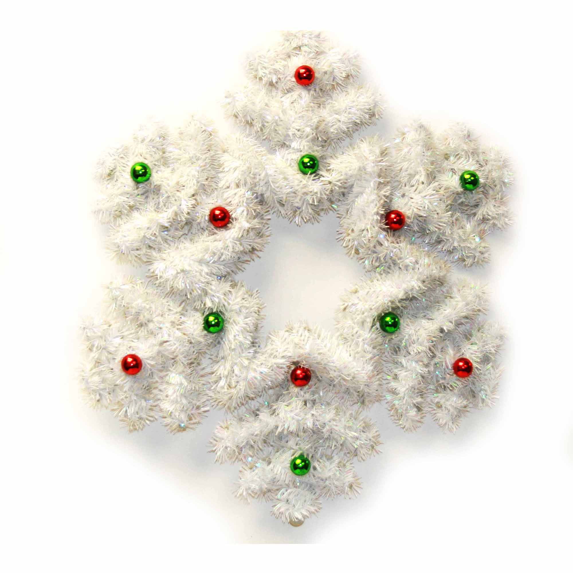 18" 2D Tinsel Snowflake Wreath with Shatterproof Balls Decoration