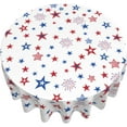 thumbnail image 3 of 4th of July Tablecloth Round Independence Day Memorial Day Patriotic American Flag Star and Firework Table Cloth Circular Waterproof Polyester Table Cover for Dining Kitchen Picnic 60 Inch, 3 of 7