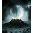 thumbnail image 3 of Night Sky Duvet Cover Set, Big Full Moon over a Fantasy Castle on Hill Clouds Rocks Valley View, Decorative 3 Piece Bedding Set with 2 Pillow Shams, King Size, Green Black Slate Blue, by Ambesonne, 3 of 3