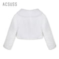thumbnail image 6 of RUNQHUI Kids Girls Long Sleeves Faux Fur Bolero Shrug Wedding Bridesmaid Dress Cover Up Shawl Ivory L, 6 of 8