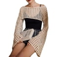 thumbnail image 5 of Y2K Crochet Knit Bolero Shrug Sexy manga larga ahueca hacia fuera Crop Top Harajuku Grunge Cover Up Cardigan suéter, 5 of 5