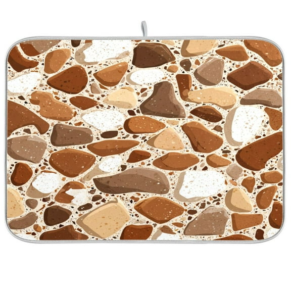 Dish Drying Mat for Kitchen Counter | Reversible, Super Absorbent & Hanging | 16x18 / 18x24 Inch (S/M),Terrazzo