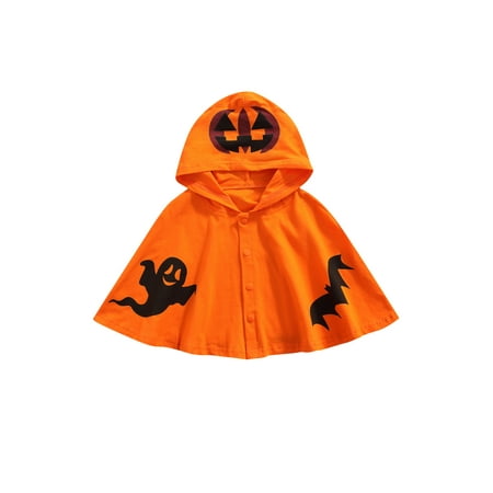 

JYYYBF My 1st Halloween Baby Girl Boy Outfits Newborn Ghost Cloak Cape Hooded Toddler Kids Halloween Clothes Hoodies Orange 12-18 Months