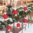 thumbnail image 2 of chaungfeng Red and White Velvet Candy Christmas Ball Cuttings, Christmas Tree Ornaments Plastic Decoration for Party Shopping Mall Holiday Window Scene Layout Car Hanging Decorations, 2 of 6