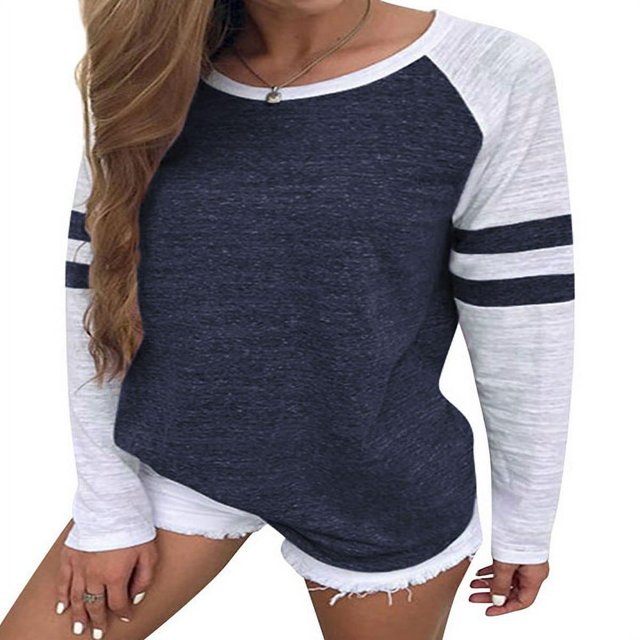 CHOK Women Stripe Stitching Short Sleeve Colorblock T-shirt