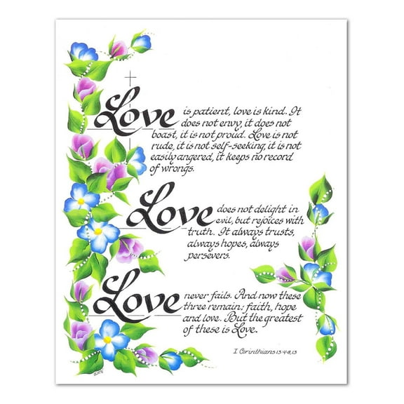 Love Poem 1st Corinthians 13 Christian Religious Wall Picture 8x10 Art Print