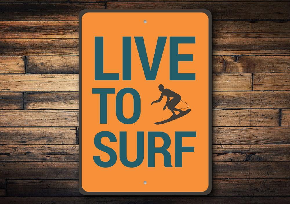 Live to Surf Novelty Sign, Metal Wall Decor - 10x14 inches - Walmart.com