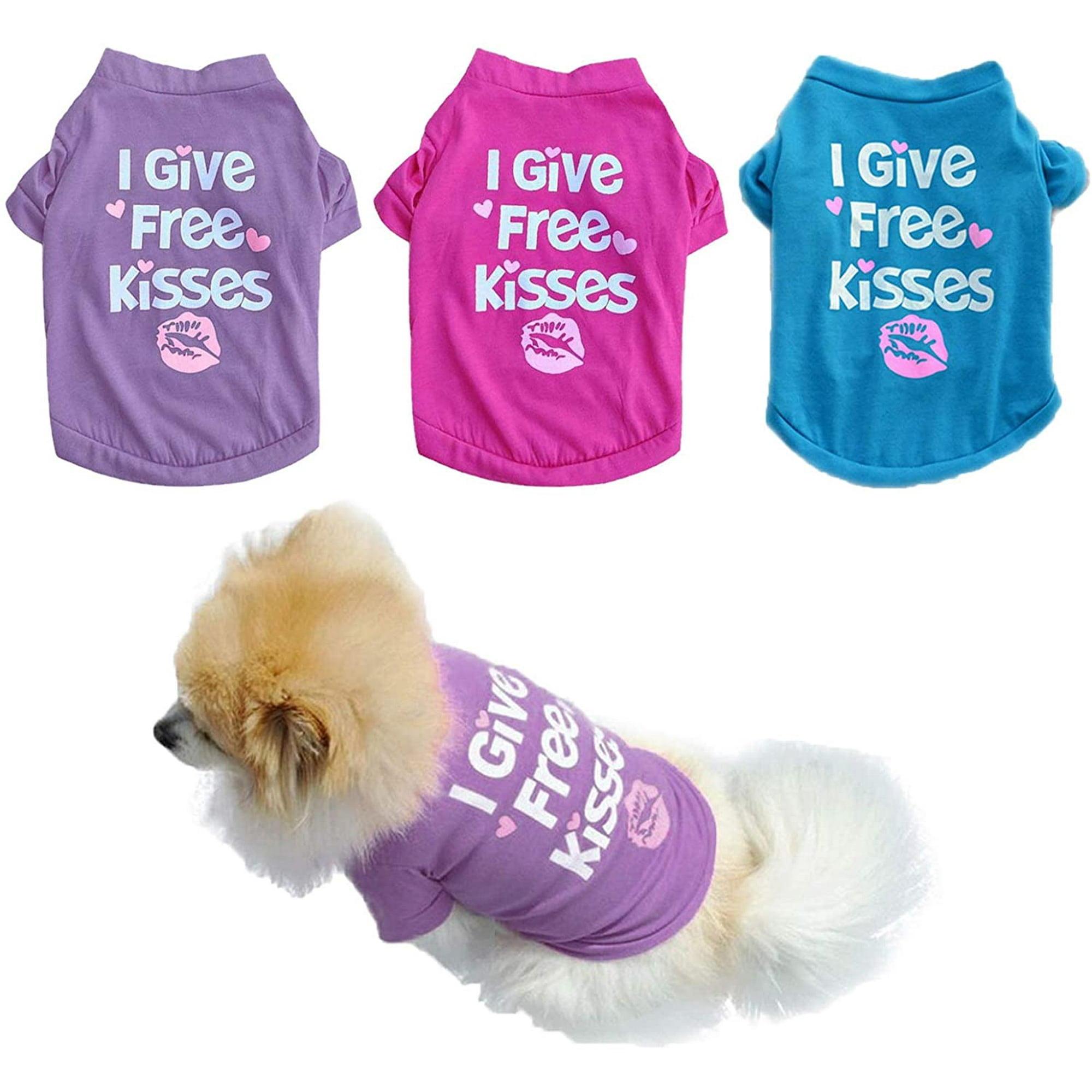 Puppy Dog T Shirt Cat Clothes Cotton Breathable Print Tee Shirts for Small Dogs Girl Chihuahua Pet Apparel 3pcs M Walmart