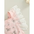 thumbnail image 6 of BemeyourBBs Newborn Baby Girls Summer Clothes Outfit Infant Baby Girl Bubble Romper Lace Flying Sleeve One Piece Floral Bodysuit Backless Playsuit Sumsuit, 6 of 8